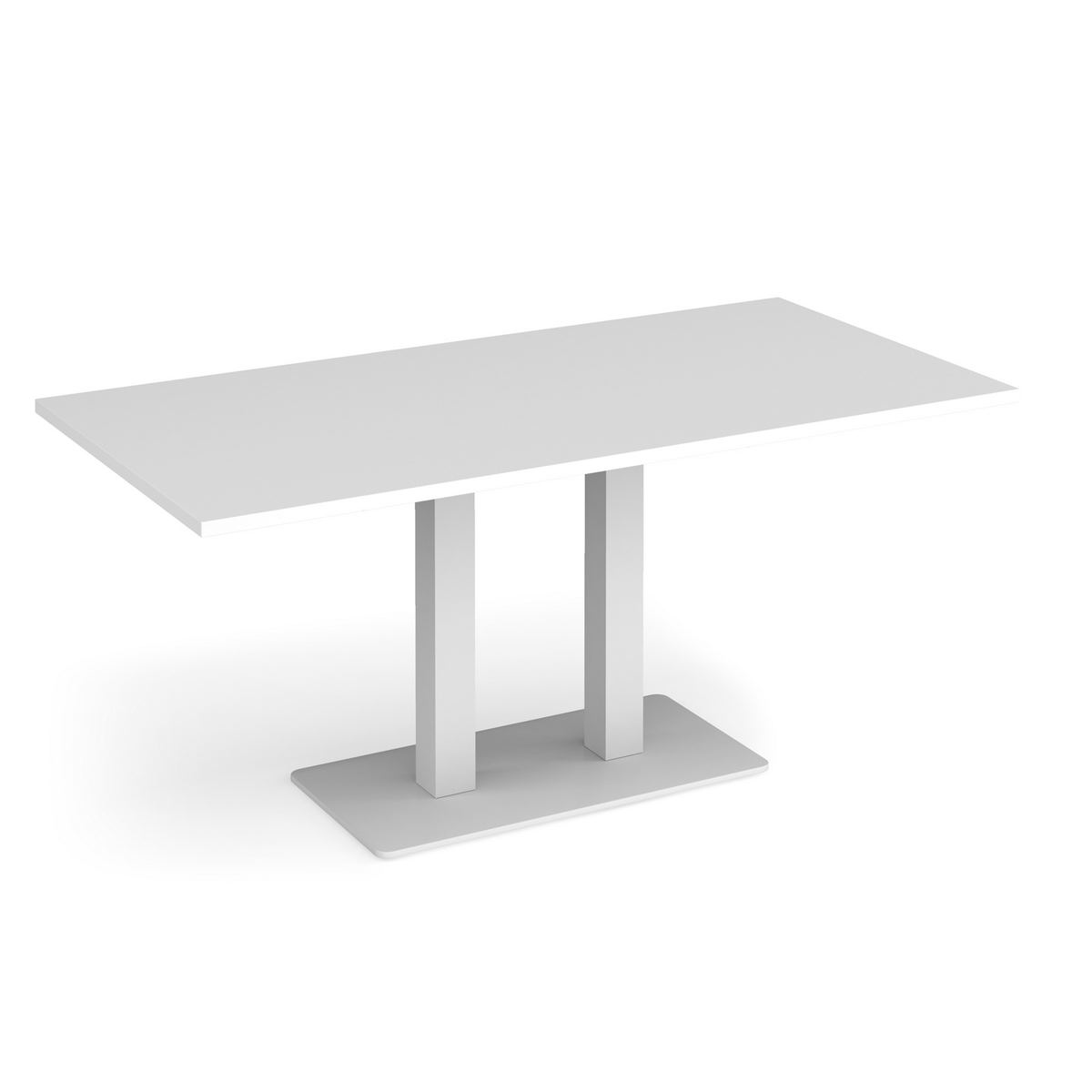 Picture of Eros rectangular dining table with flat white rectangular base and twin uprights 1600mm x 800mm - white