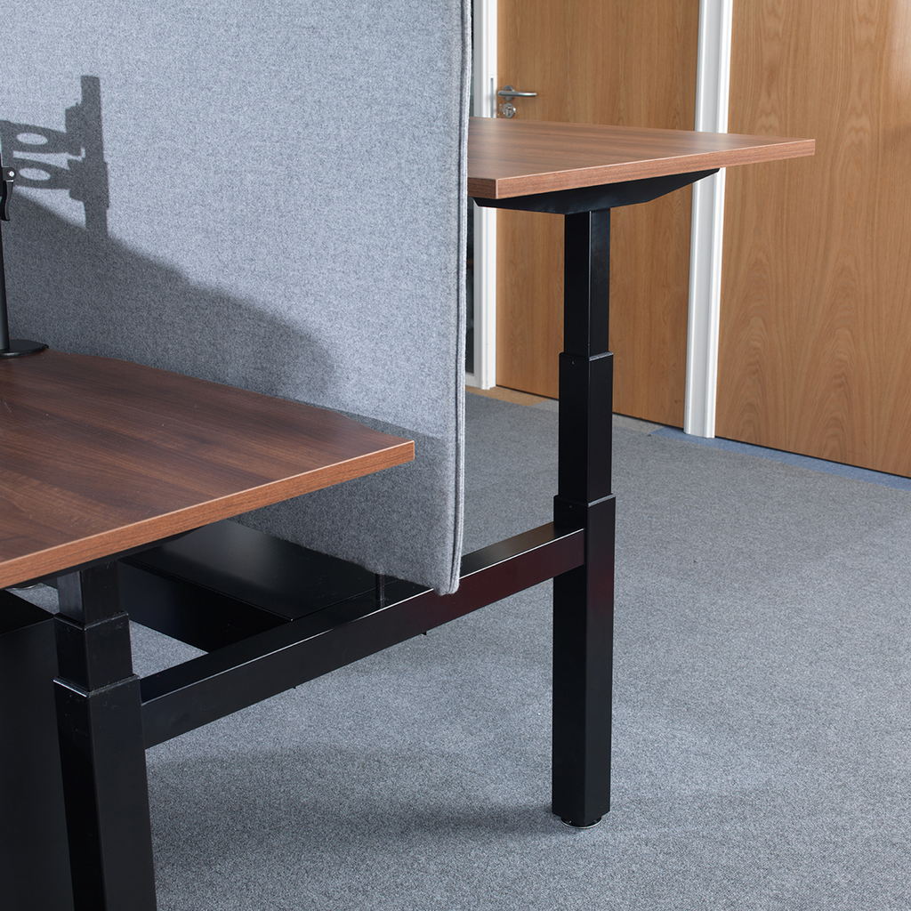 Picture of Elev8 Touch sit-stand back-to-back desks 1400mm x 1650mm - black frame, beech top
