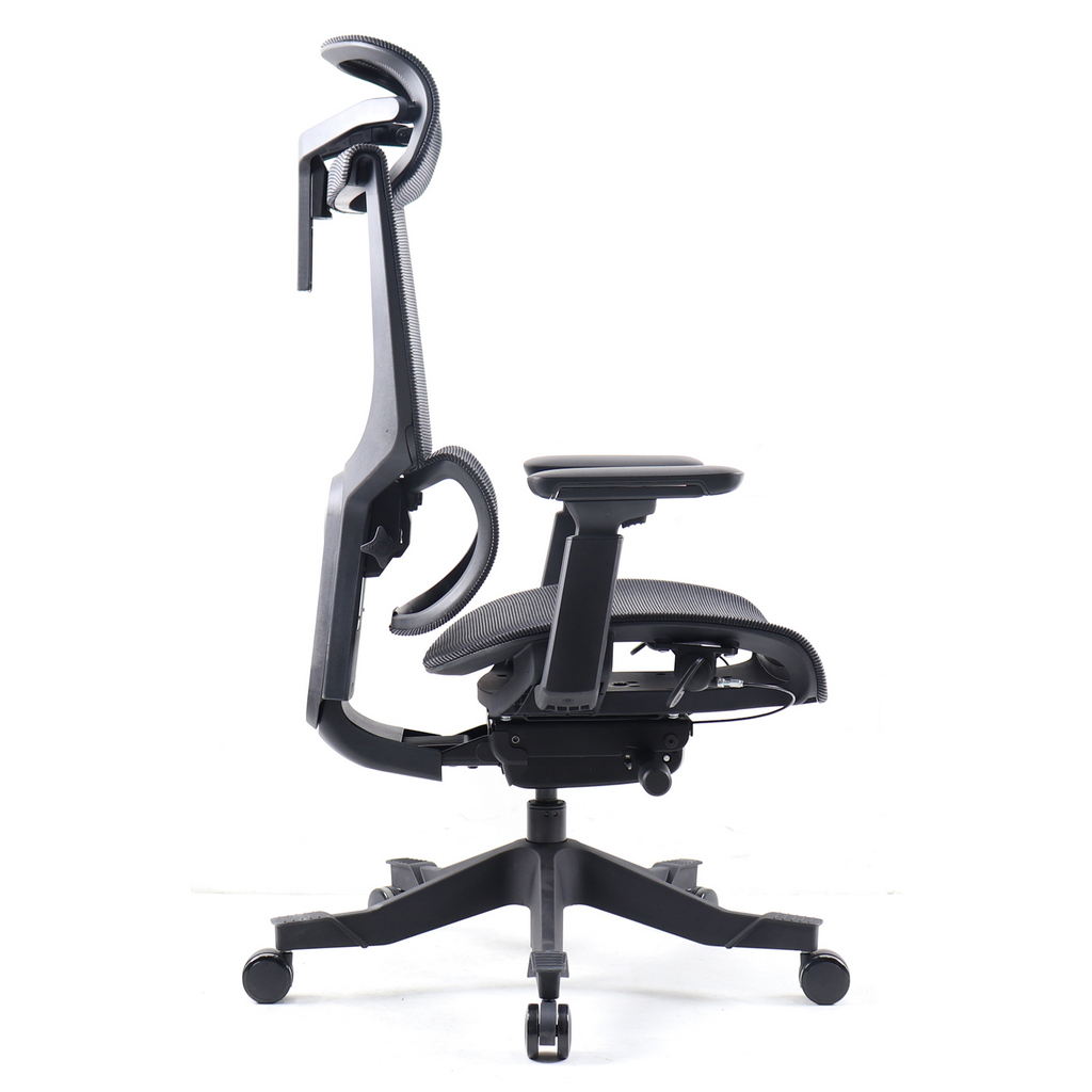 Picture of Elise black mesh back operator chair with headrest and black mesh seat