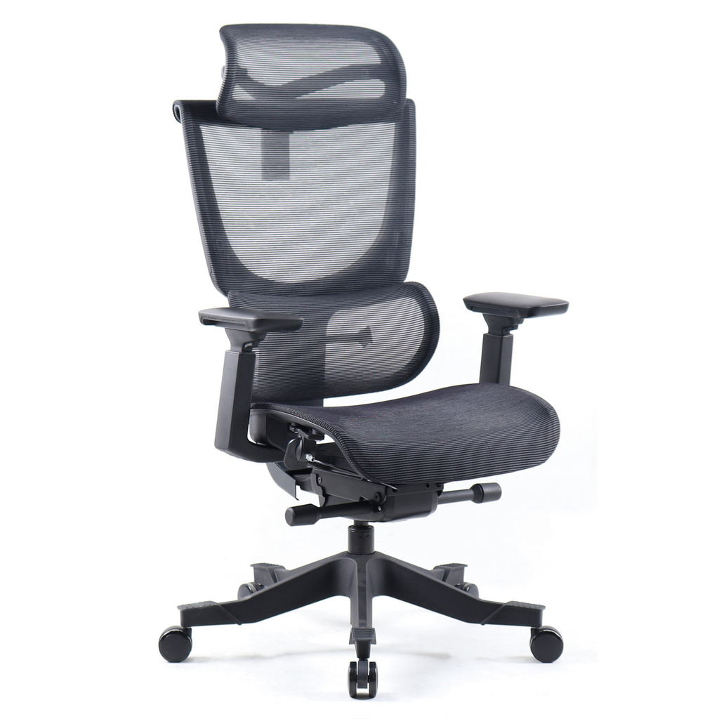 Picture of Elise black mesh back operator chair with headrest and black mesh seat