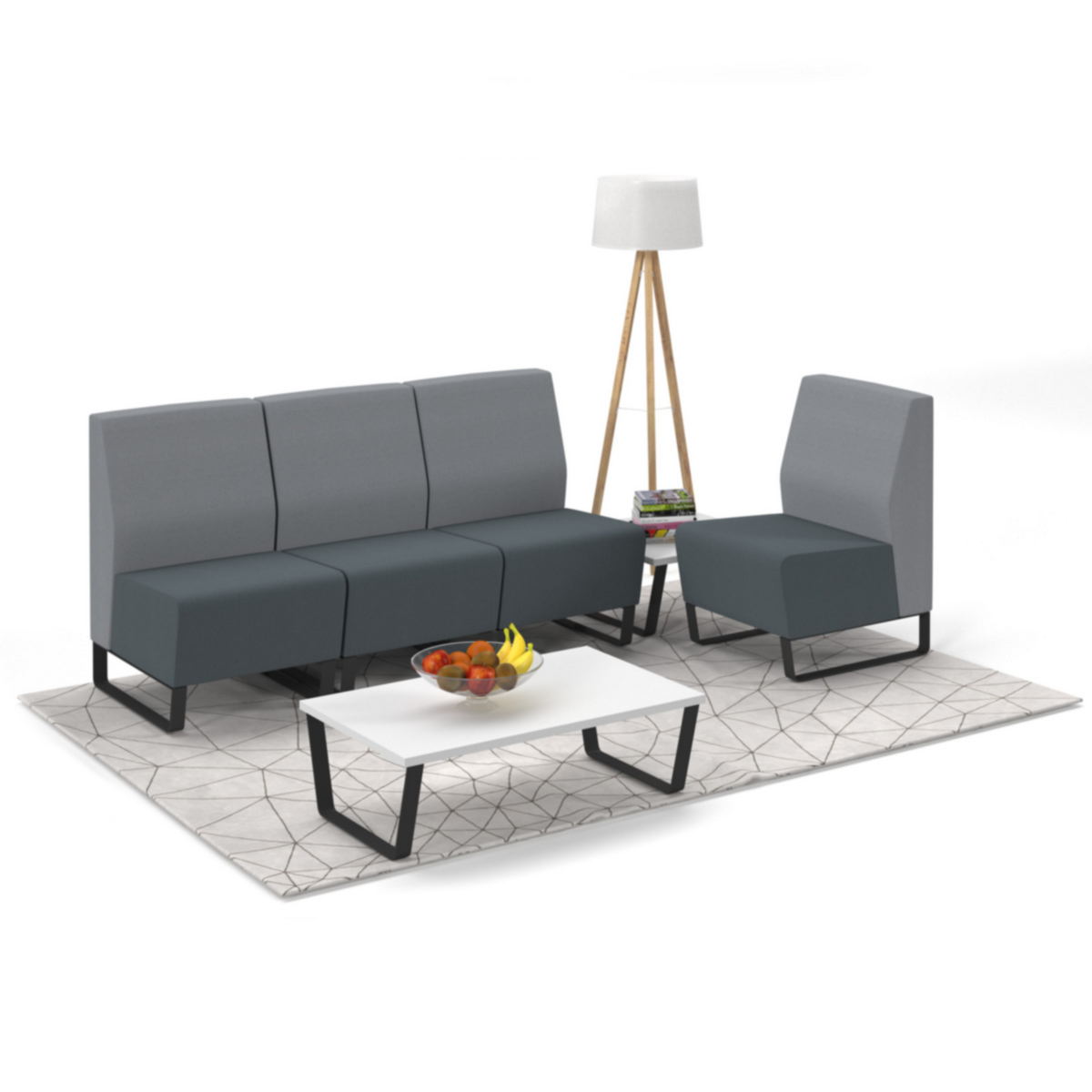 Picture of Encore modular large coffee table with black sled frame - white