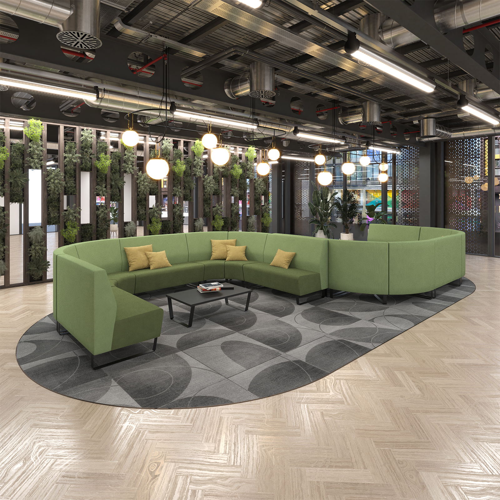 Picture of Encore modular large coffee table with black sled frame - white