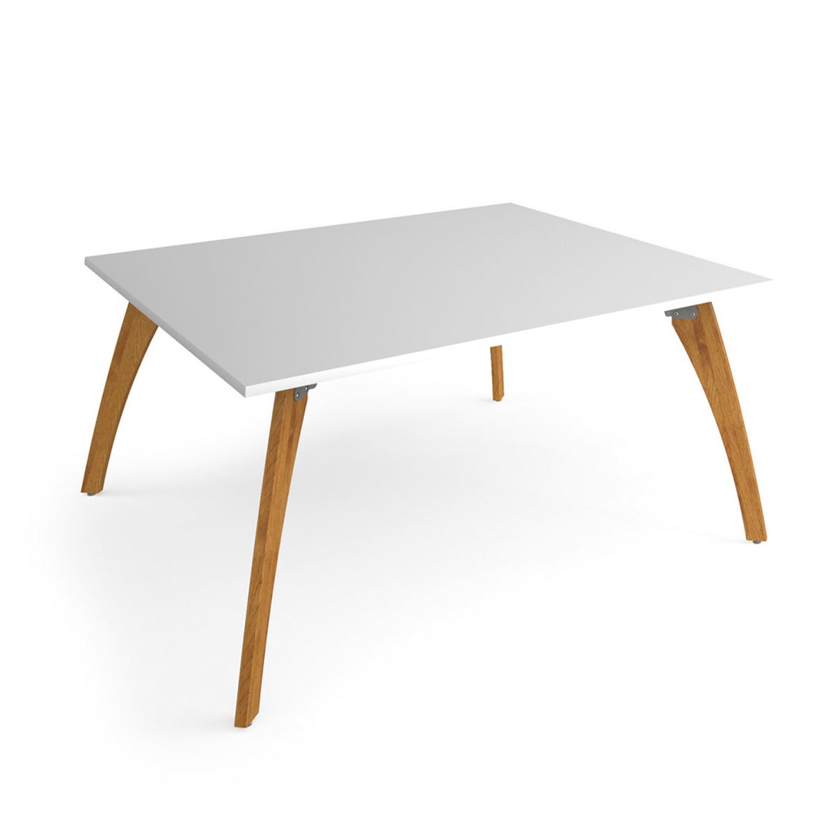 Picture of Enable worktable 1600mm x 1600mm deep with four solid oak legs - white