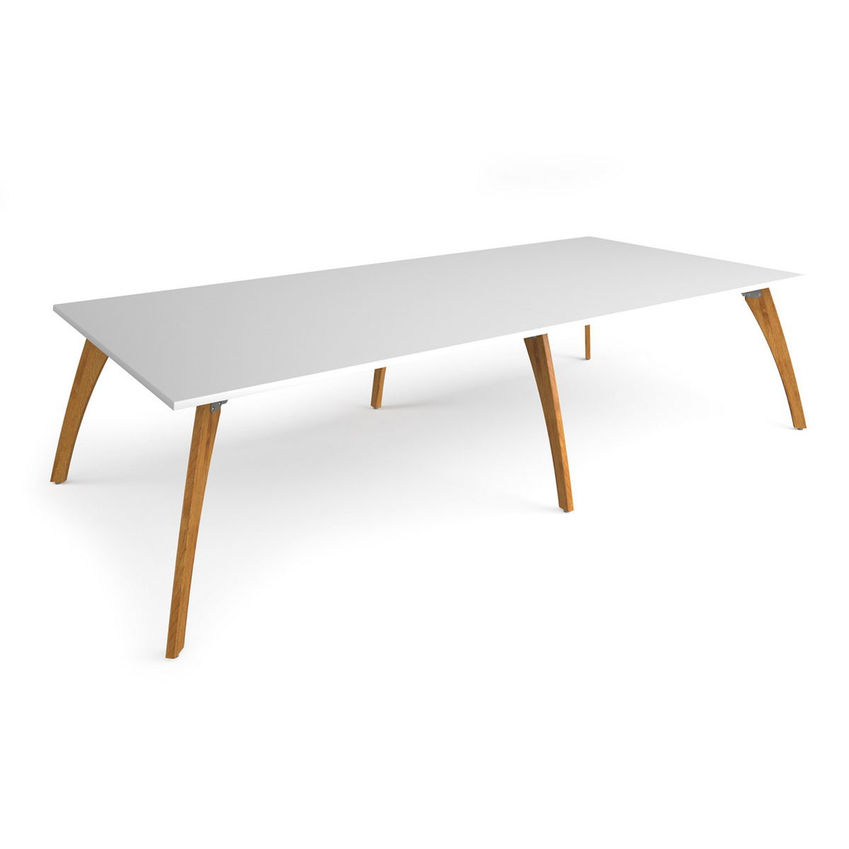 Picture of Enable worktable 3200mm x 1600mm deep with six solid oak legs - white