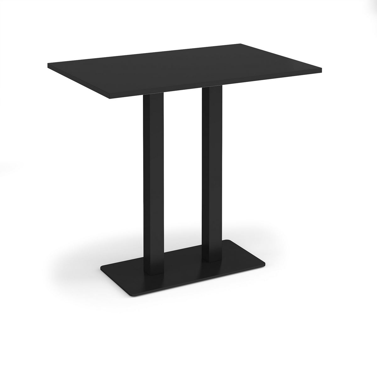 Picture of Eros rectangular poseur table with flat black rectangular base and twin uprights 1200mm x 800mm - Black