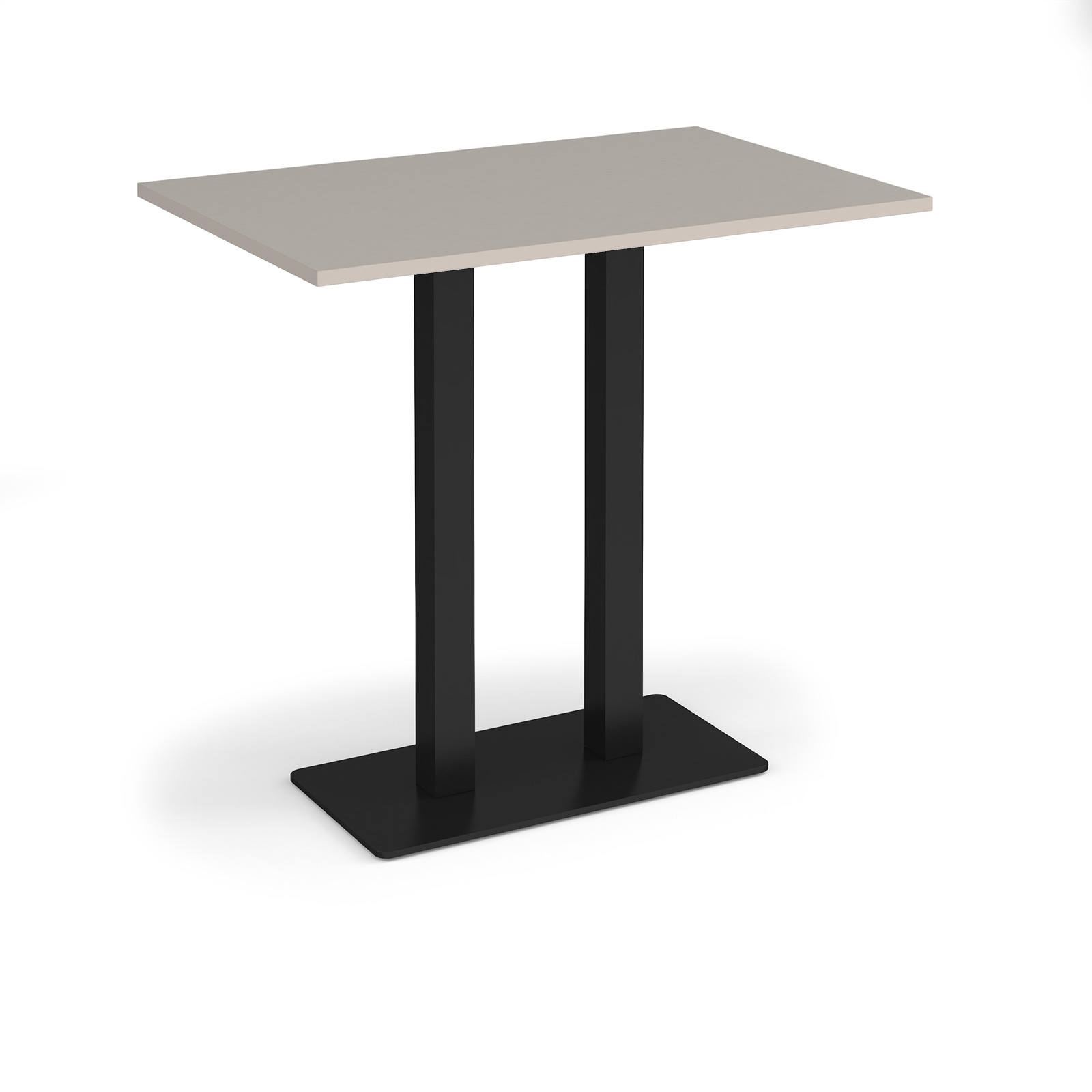 Picture of Eros rectangular poseur table with flat black rectangular base and twin uprights 1200mm x 800mm - Light Grey