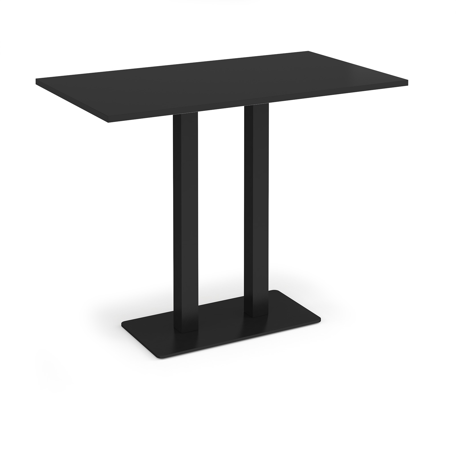 Picture of Eros rectangular poseur table with flat black rectangular base and twin uprights 1400mm x 800mm -Black