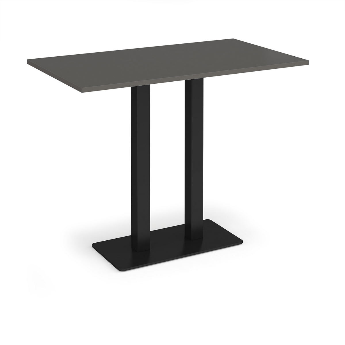 Picture of Eros rectangular poseur table with flat black rectangular base and twin uprights 1400mm x 800mm - beech