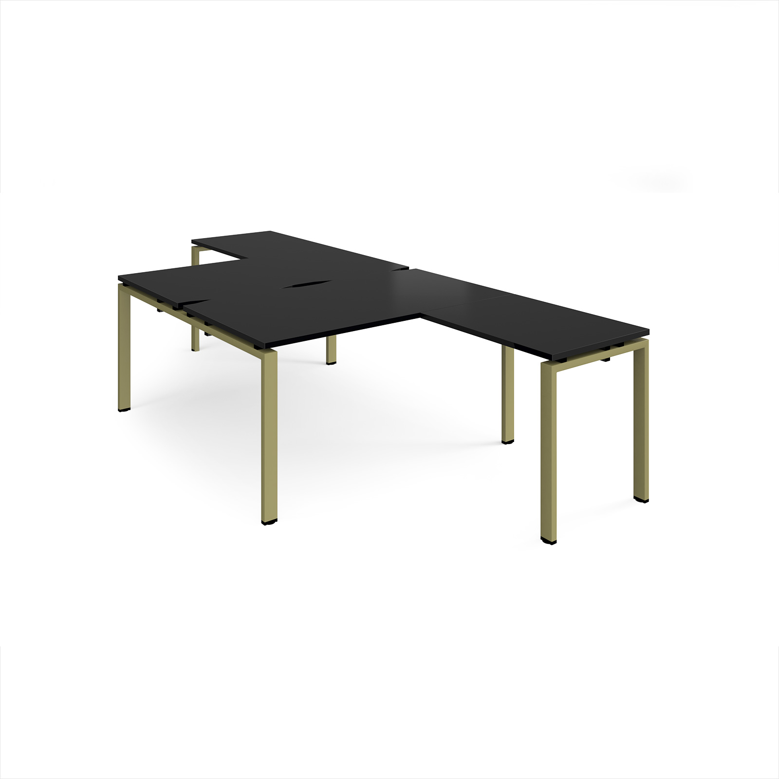 Picture of Adapt back to back desks 1400mm x 1600mm with 800mm return desks - green frame, black top