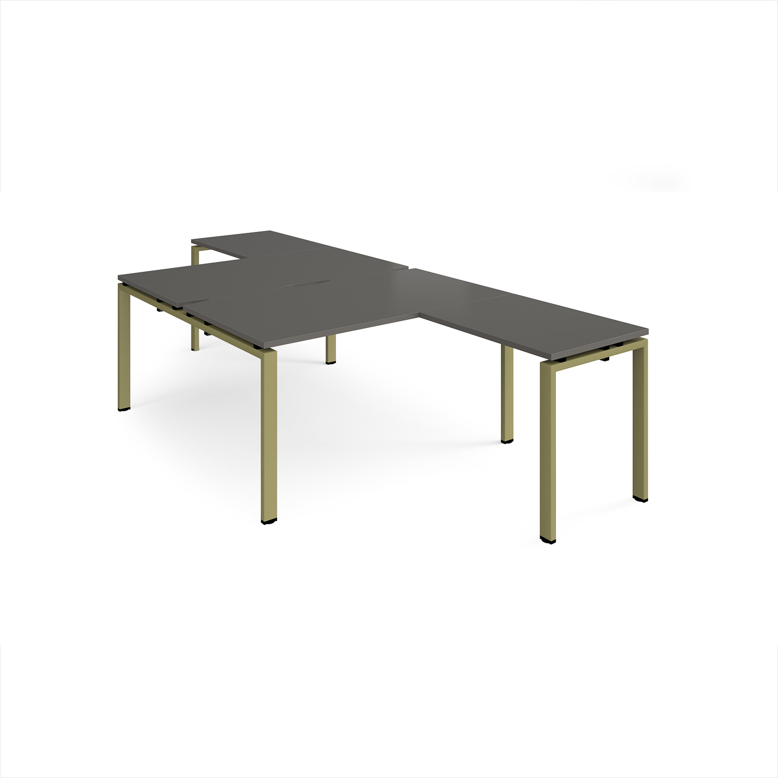 Picture of Adapt back to back desks 1400mm x 1600mm with 800mm return desks - green frame, storm grey top