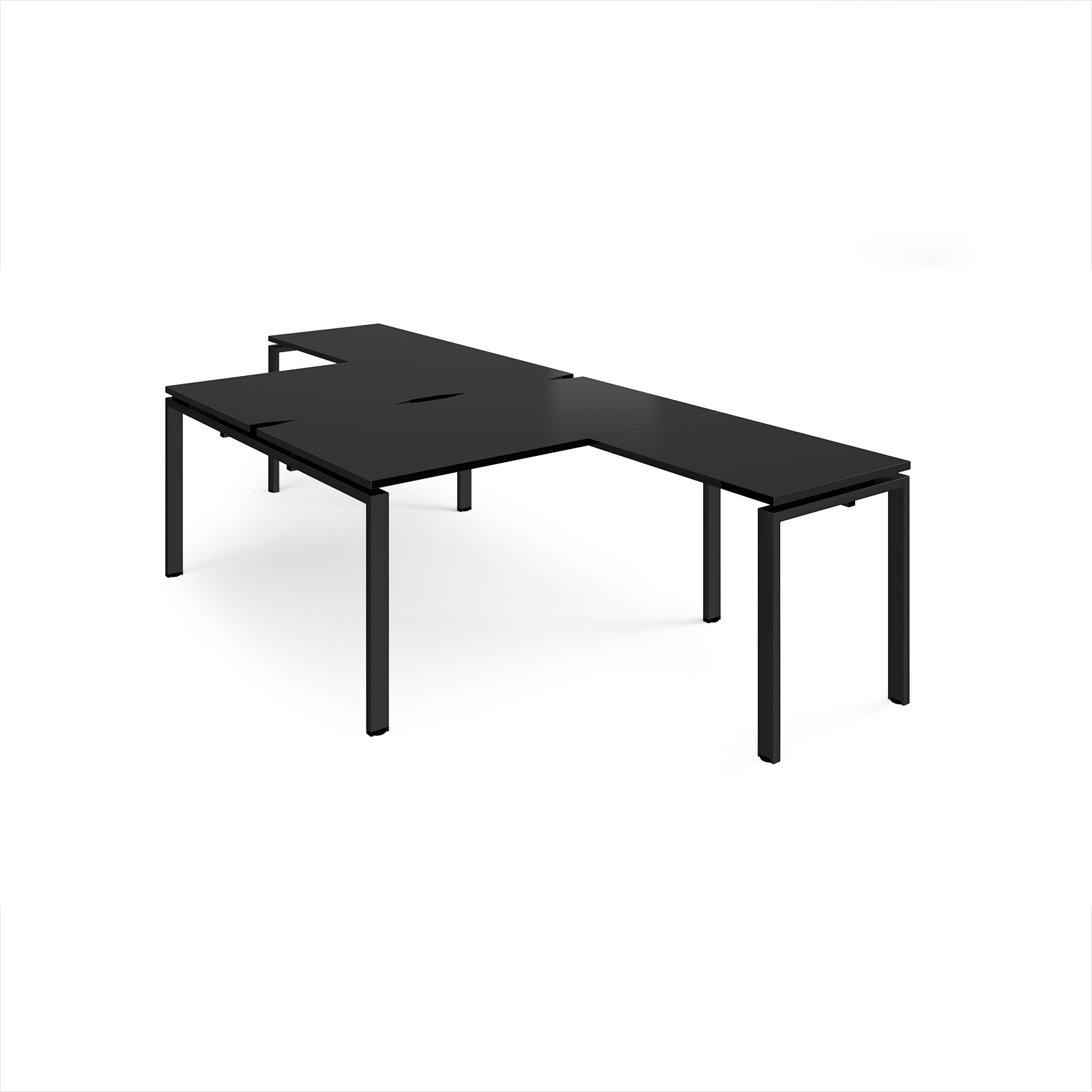 Picture of Adapt back to back desks 1400mm x 1600mm with 800mm return desks - black frame, black top