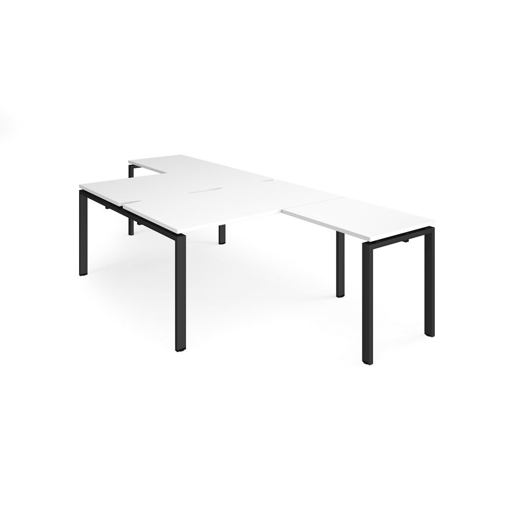 Picture of Adapt back to back desks 1400mm x 1600mm with 800mm return desks - black frame, white top
