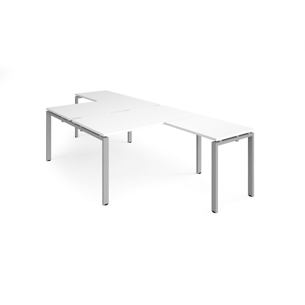 Picture of Adapt back to back desks 1400mm x 1600mm with 800mm return desks - silver frame, white top