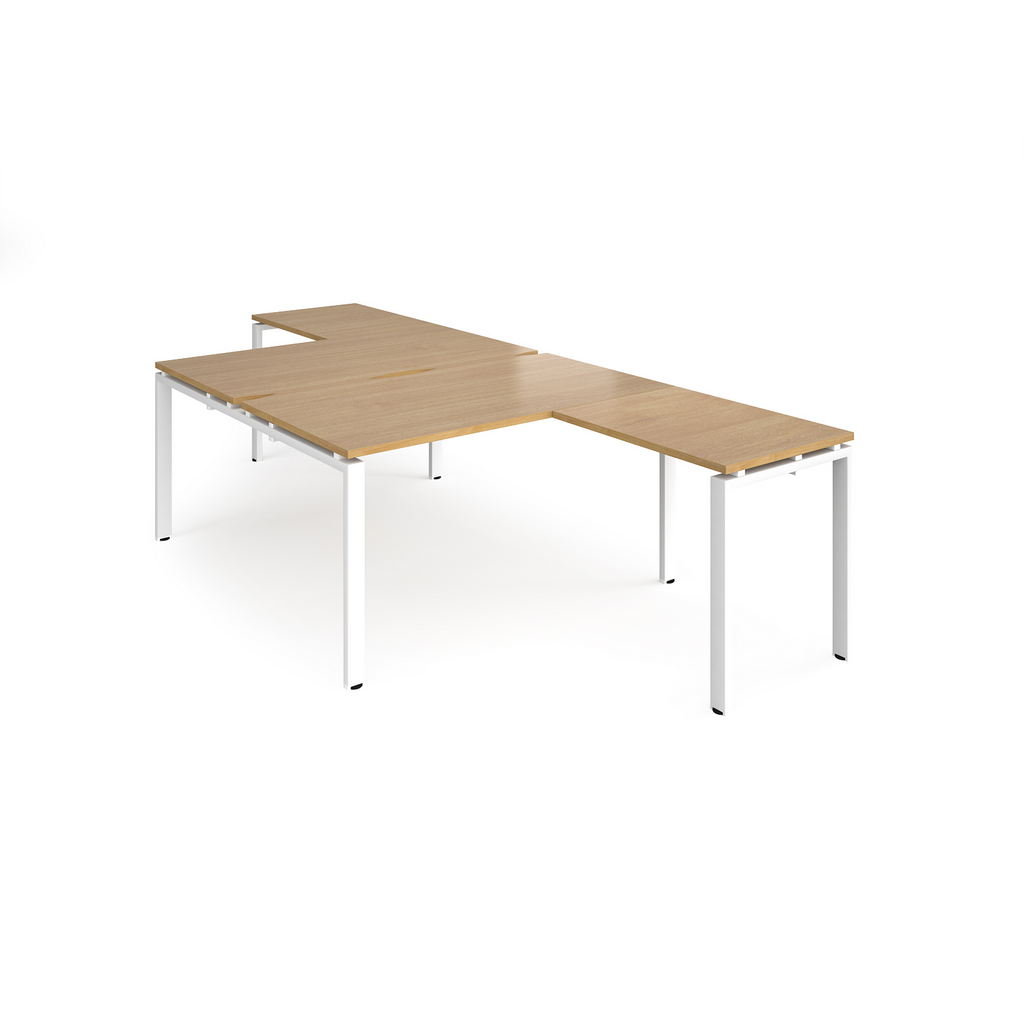 Picture of Adapt back to back desks 1400mm x 1600mm with 800mm return desks - white frame, oak top