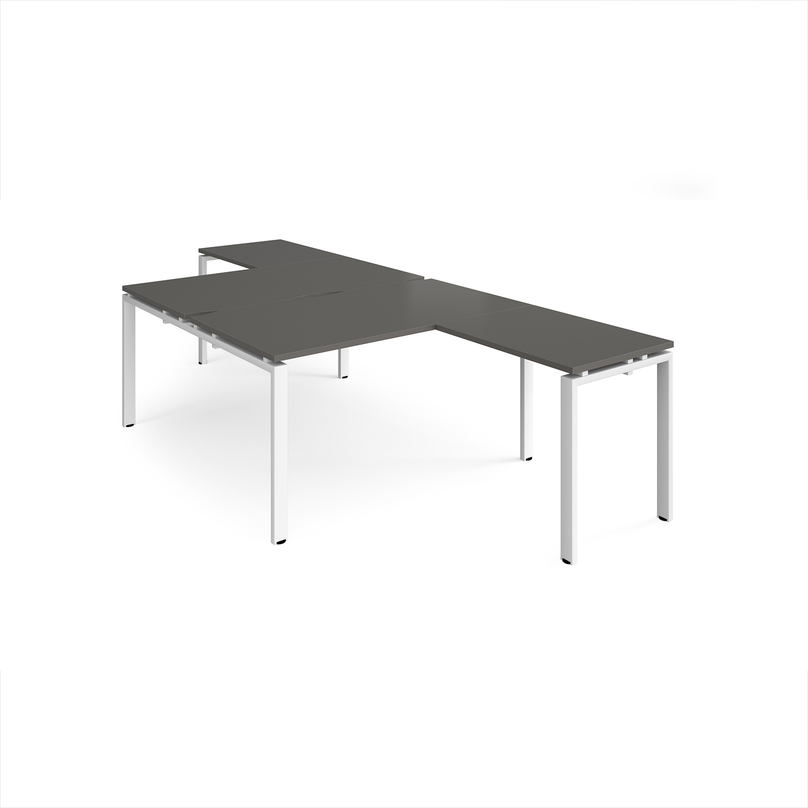 Picture of Adapt back to back desks 1400mm x 1600mm with 800mm return desks - white frame, storm grey top