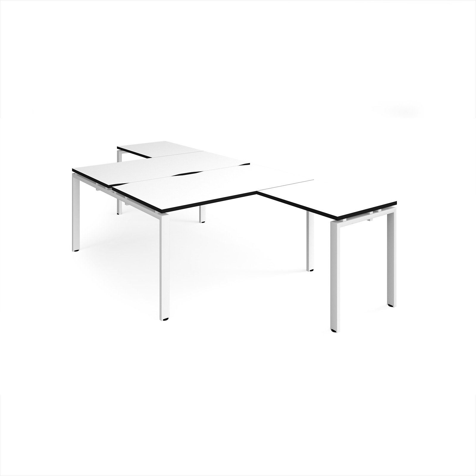 Picture of Adapt back to back desks 1400mm x 1600mm with 800mm return desks - white frame, White Top, black edge