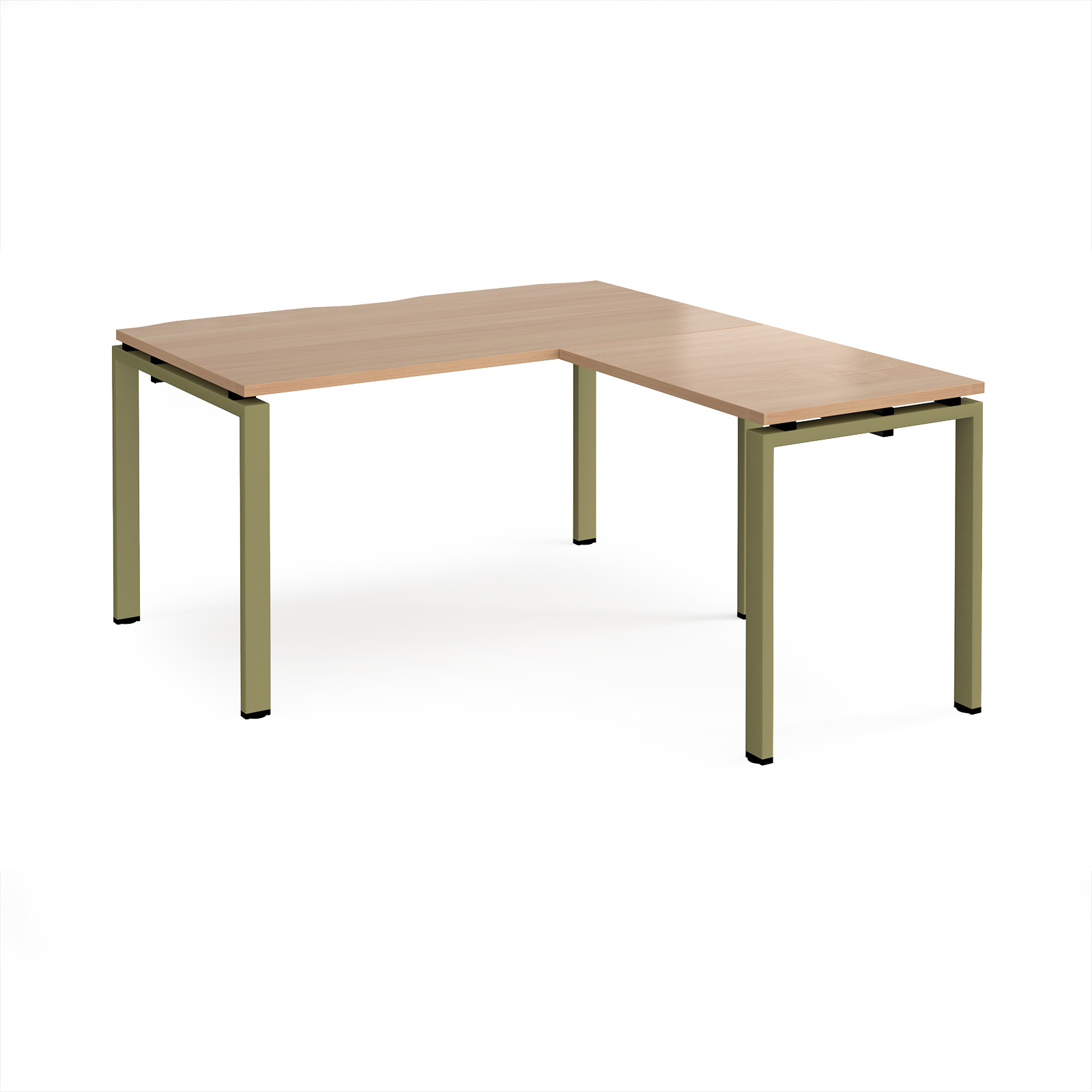 Picture of Adapt desk 1400mm x 800mm with 800mm return desk - green frame, Beech top