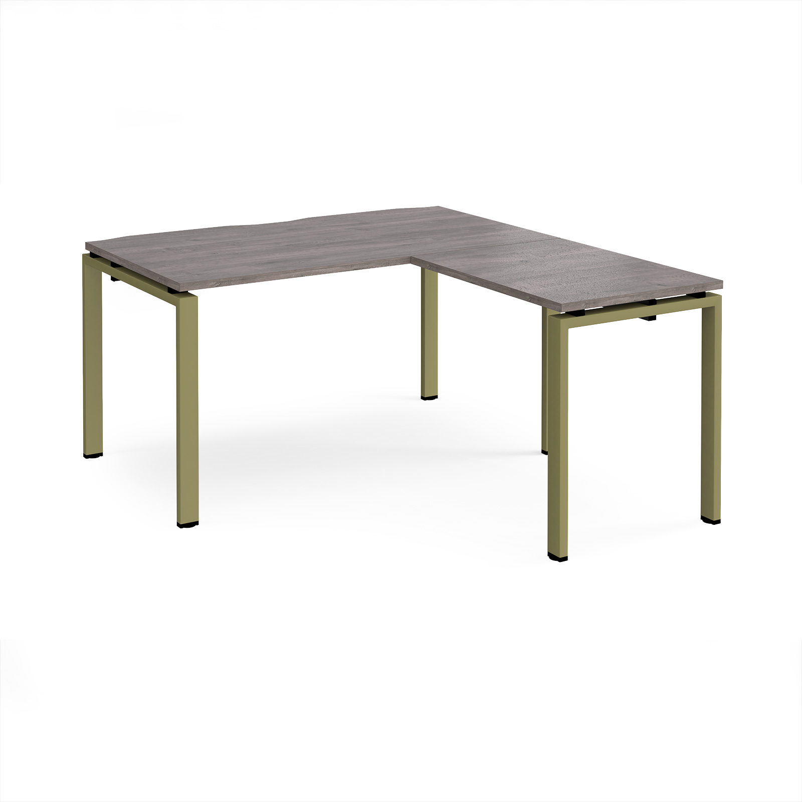 Picture of Adapt desk 1400mm x 800mm with 800mm return desk - green frame, Grey Oak Top