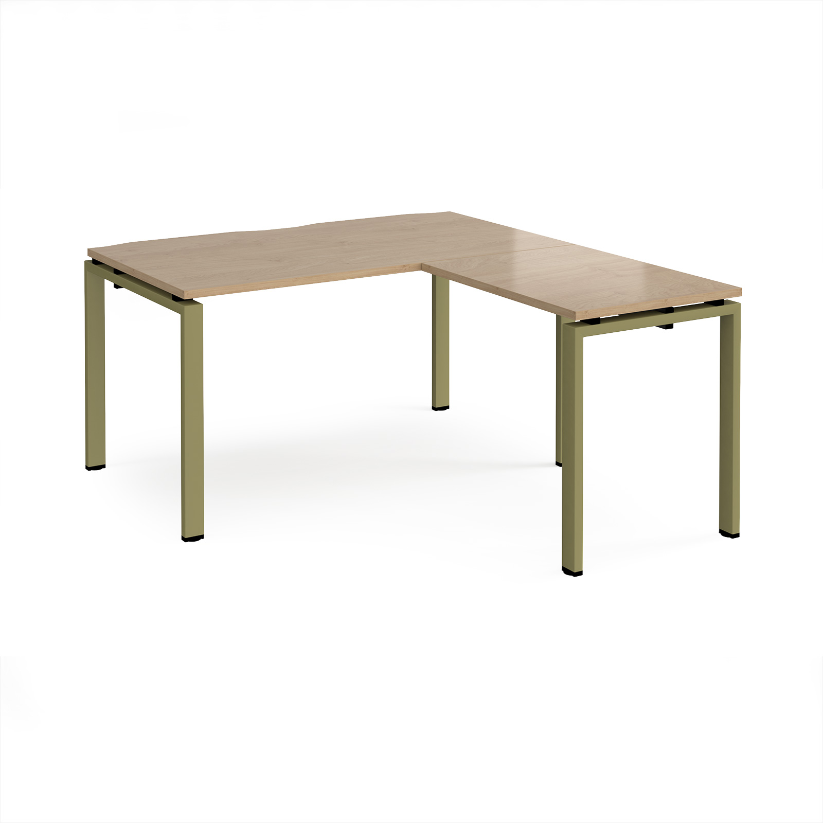 Picture of Adapt desk 1400mm x 800mm with 800mm return desk - green frame, Kendal Oak Top