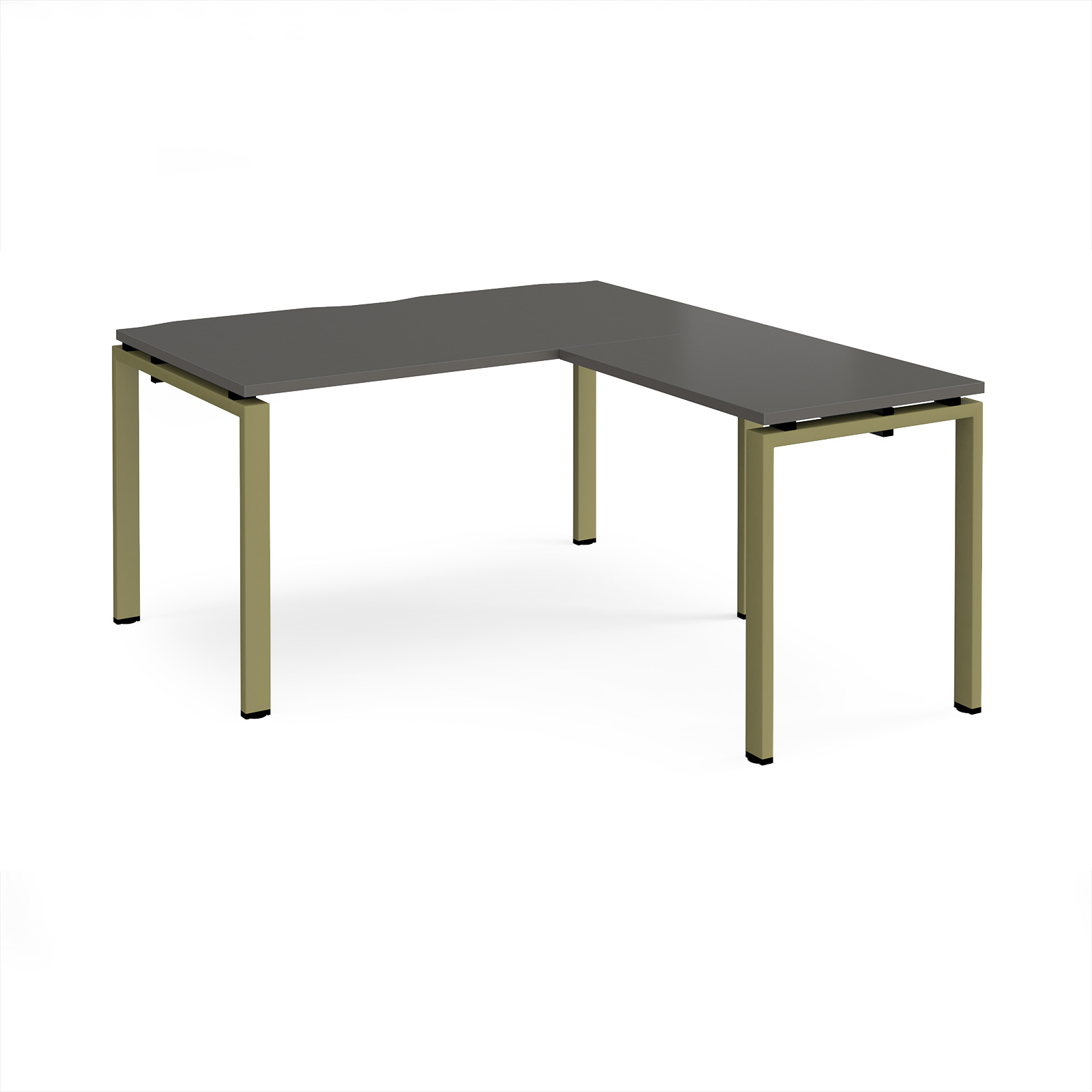 Picture of Adapt desk 1400mm x 800mm with 800mm return desk - green frame, storm grey top