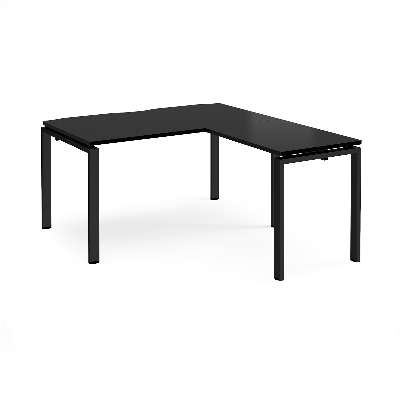 Picture of Adapt desk 1400mm x 800mm with 800mm return desk - black frame, black top