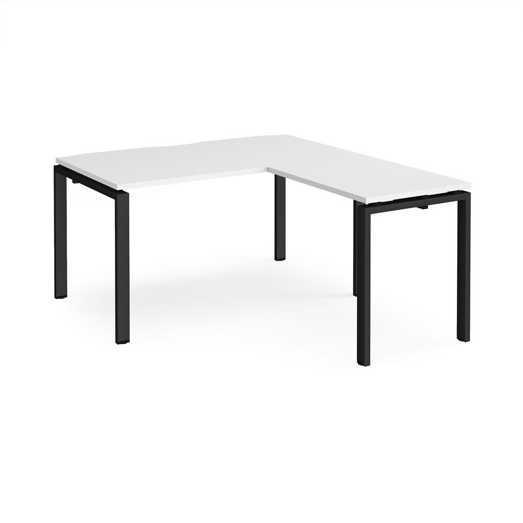 Picture of Adapt desk 1400mm x 800mm with 800mm return desk - black frame, white top