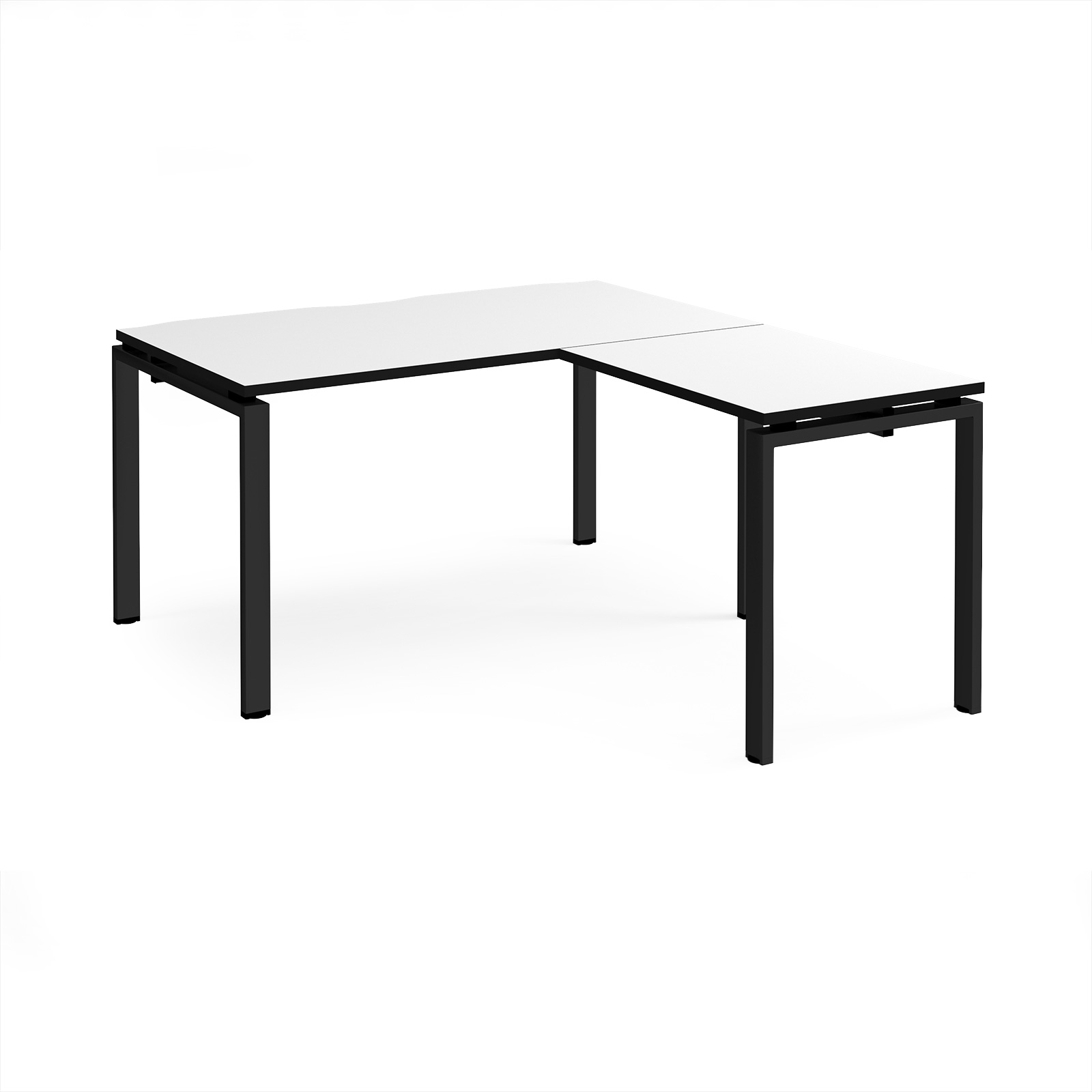 Picture of Adapt desk 1400mm x 800mm with 800mm return desk - black frame, White Top, black edge