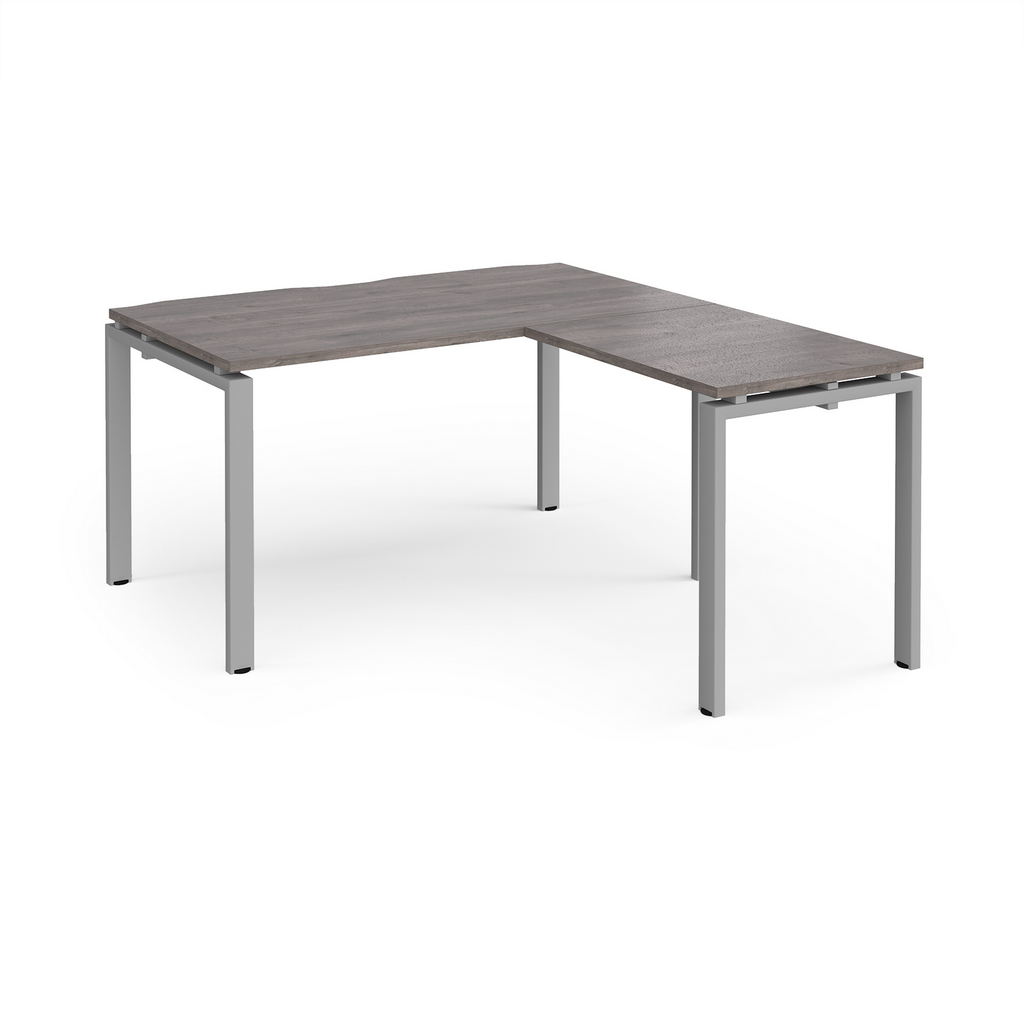 Picture of Adapt desk 1400mm x 800mm with 800mm return desk - silver frame, grey oak top