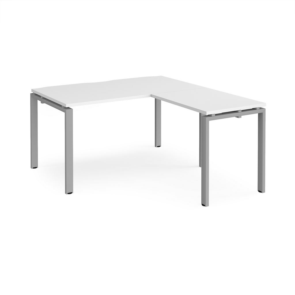 Picture of Adapt desk 1400mm x 800mm with 800mm return desk - silver frame, white top