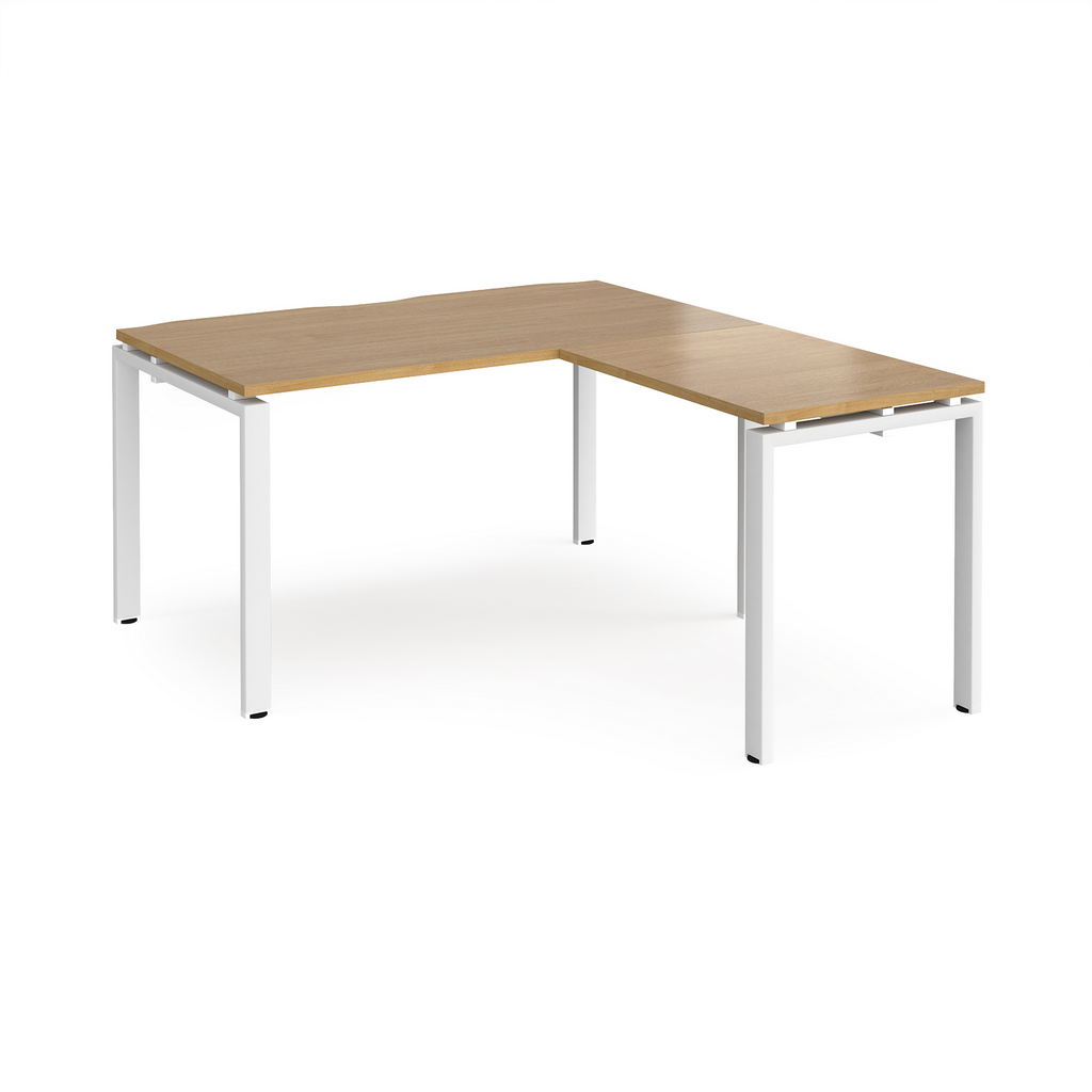 Picture of Adapt desk 1400mm x 800mm with 800mm return desk - white frame, oak top
