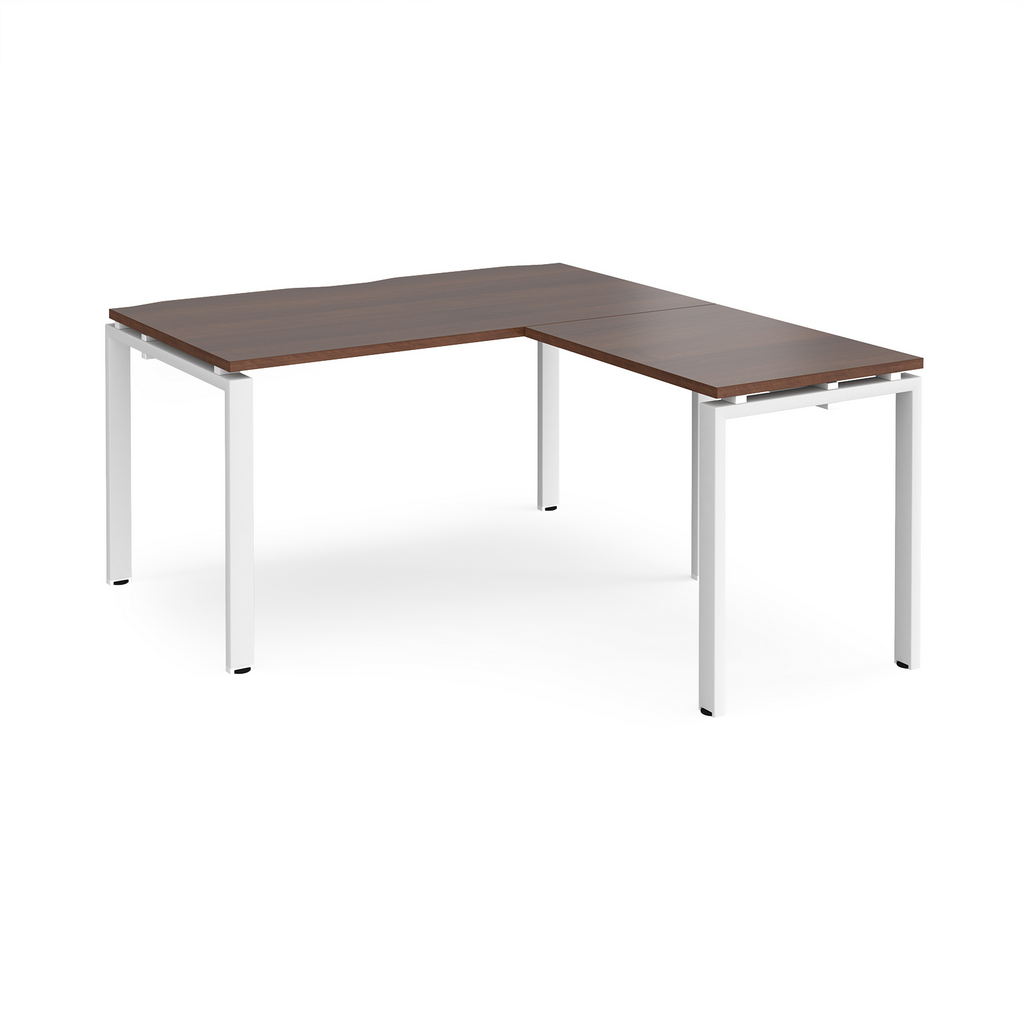 Picture of Adapt desk 1400mm x 800mm with 800mm return desk - white frame, walnut top