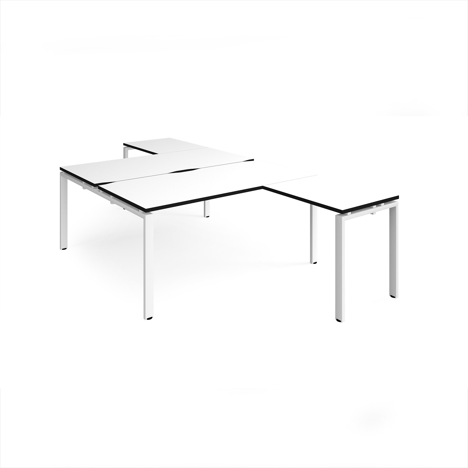 Picture of Adapt back to back desks 1600mm x 1600mm with 800mm return desks - white frame, White Top, black edge
