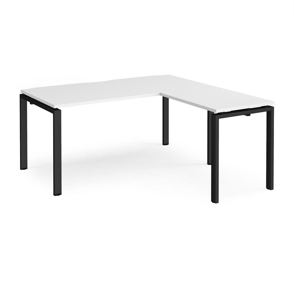 Picture of Adapt desk 1600mm x 800mm with 800mm return desk - black frame, white top