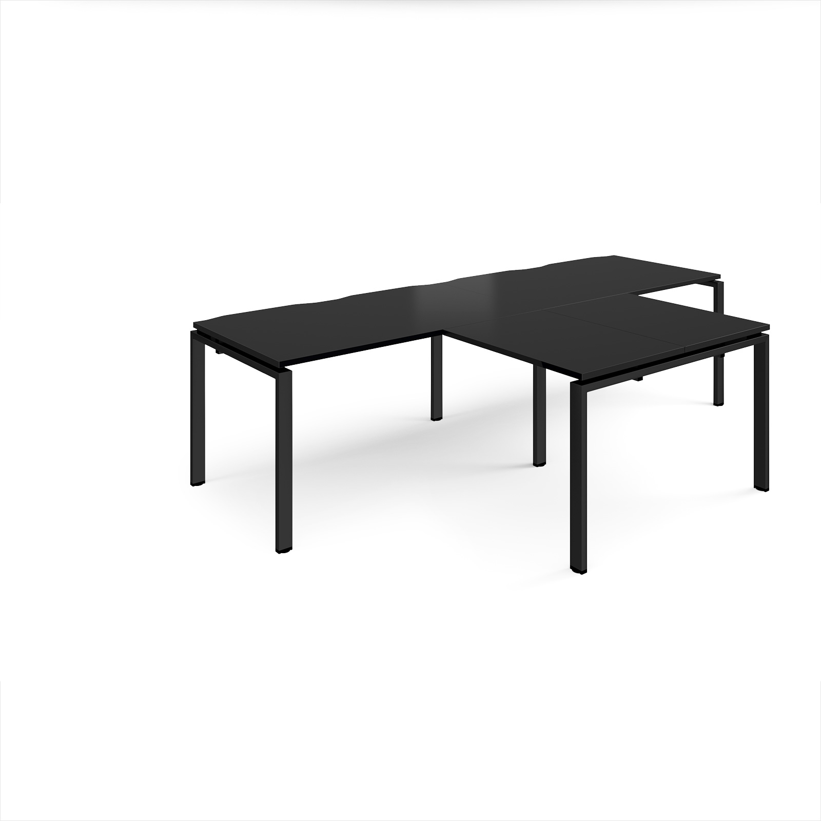 Picture of Adapt double straight desks 2800mm x 800mm with 800mm return desks - black frame, black top