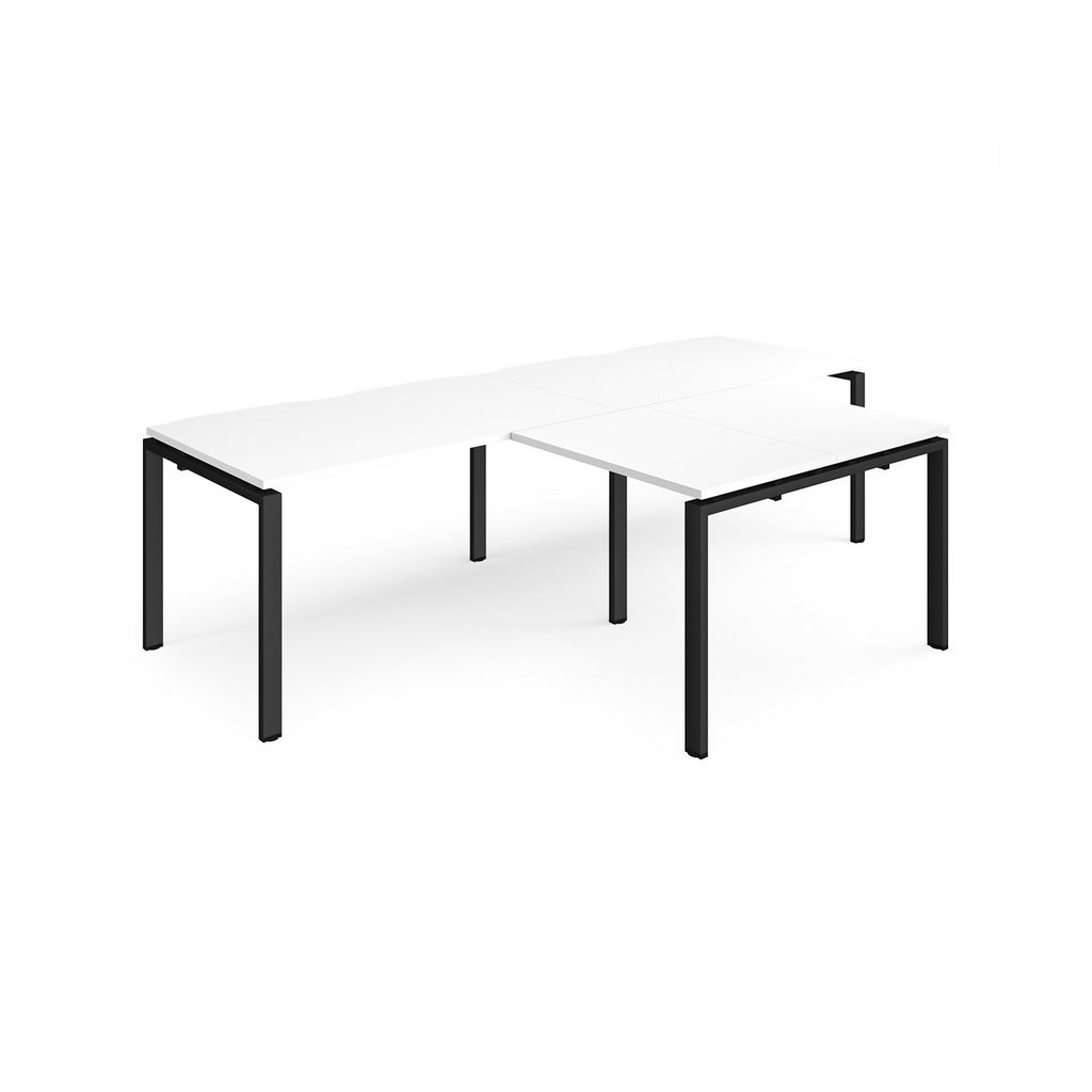 Picture of Adapt double straight desks 2800mm x 800mm with 800mm return desks - black frame, white top