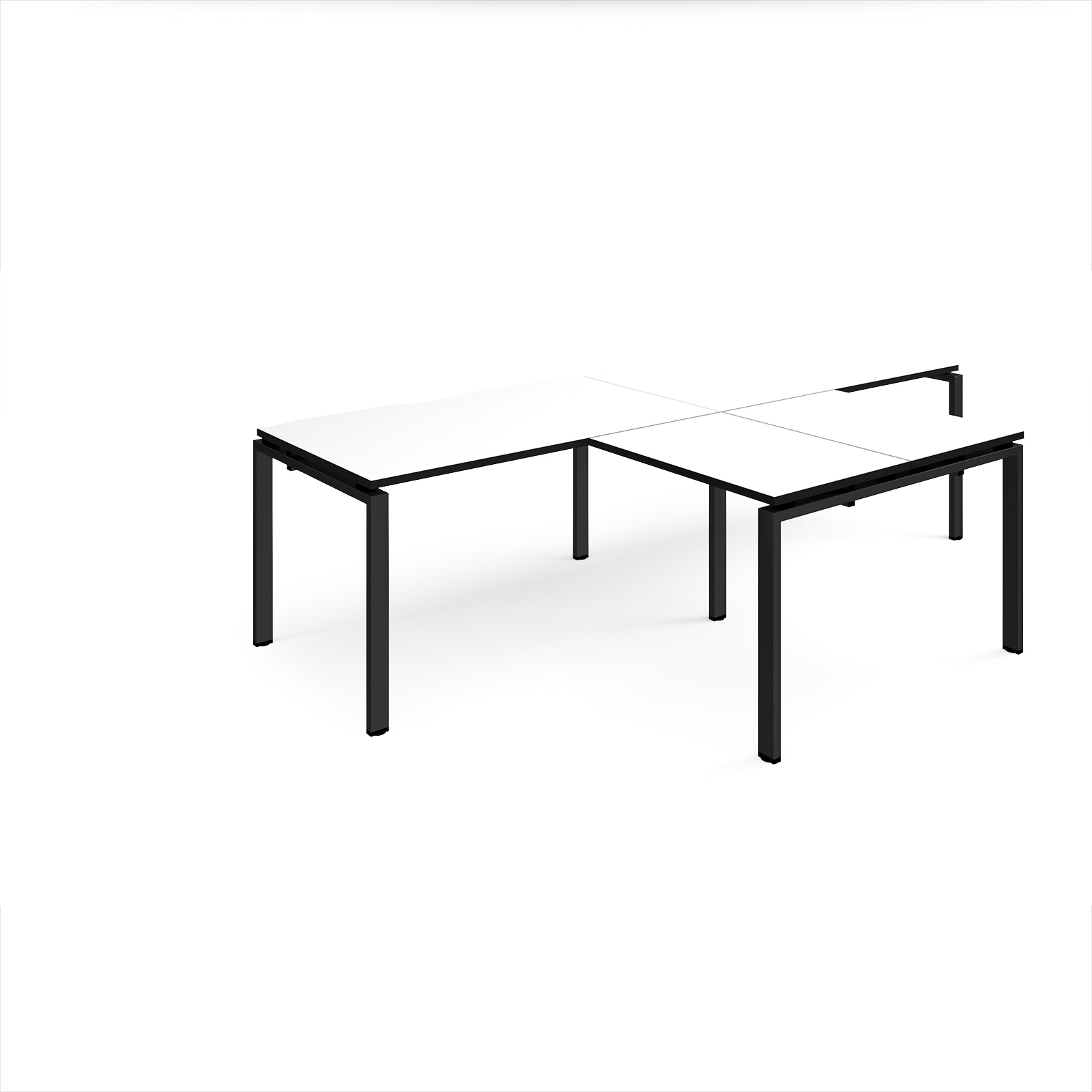 Picture of Adapt double straight desks 2800mm x 800mm with 800mm return desks - black frame, White Top with black egde