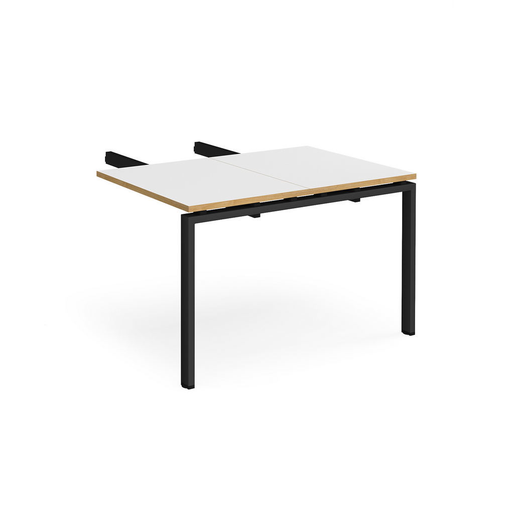 Picture of Adapt add on unit double return desk 800mm x 1200mm - black frame, white top with oak edge
