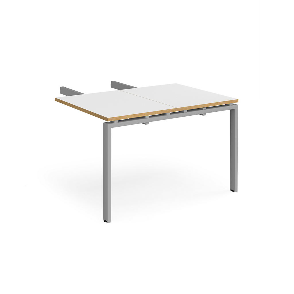 Picture of Adapt add on unit double return desk 800mm x 1200mm - silver frame, white top with oak edge