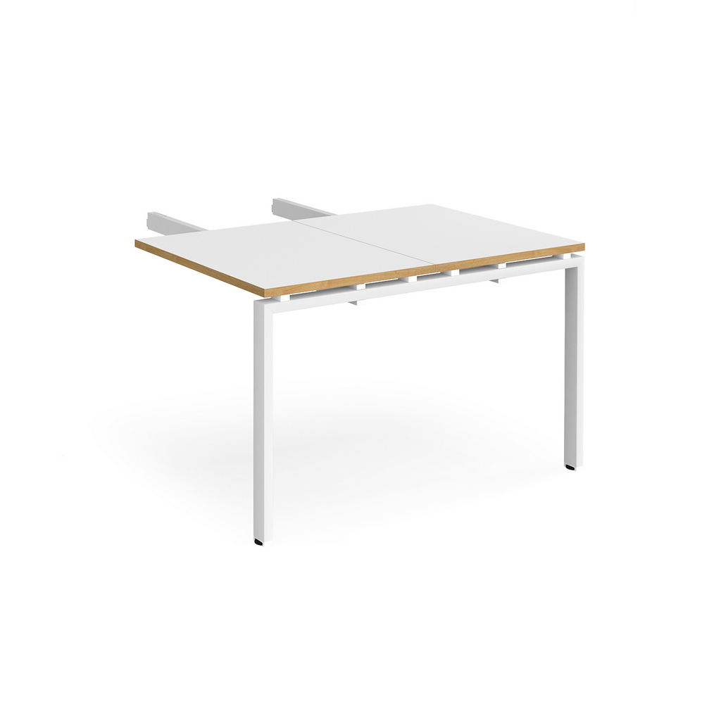 Picture of Adapt add on unit double return desk 800mm x 1200mm - white frame, white top with oak edge