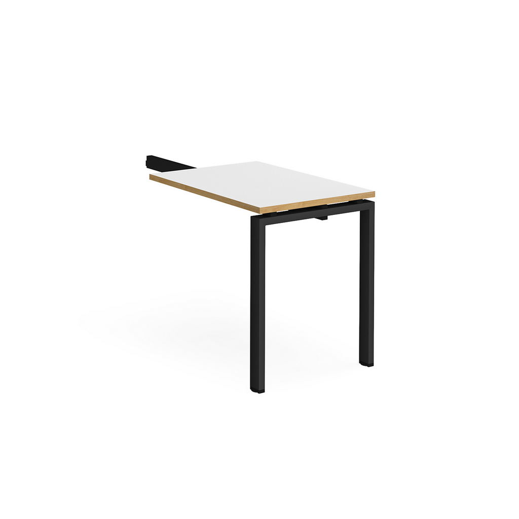 Picture of Adapt add on unit single return desk 800mm x 600mm - black frame, white top with oak edge