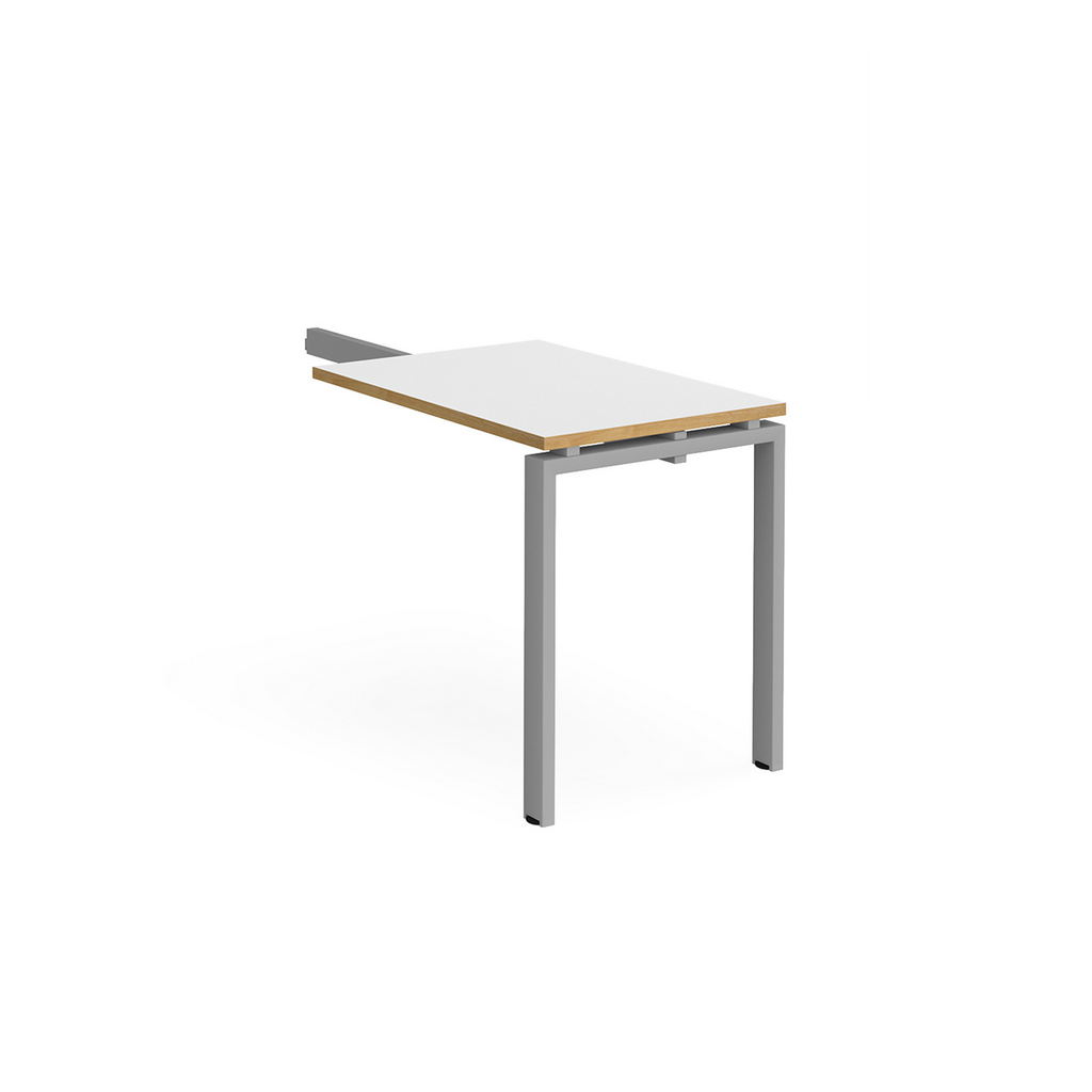 Picture of Adapt add on unit single return desk 800mm x 600mm - silver frame, white top with oak edge