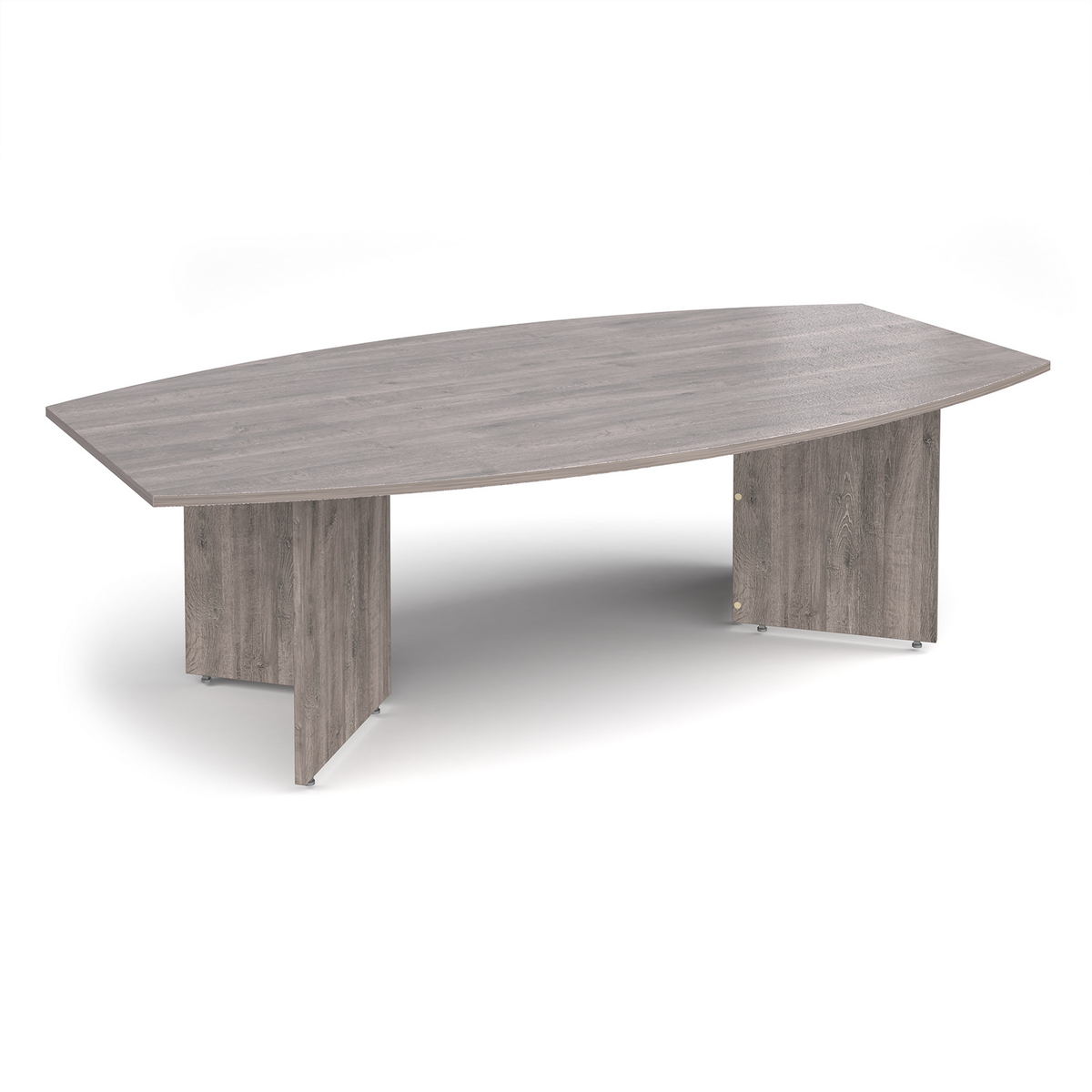 Picture of Arrow head leg radial boardroom table 2400mm x 800/1300mm - grey oak