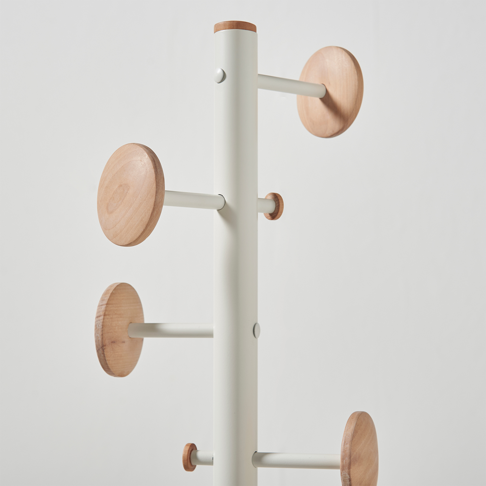 Picture of Ersa coat stand with 6 coat hooks and 3 umbrella hooks - White & Oak