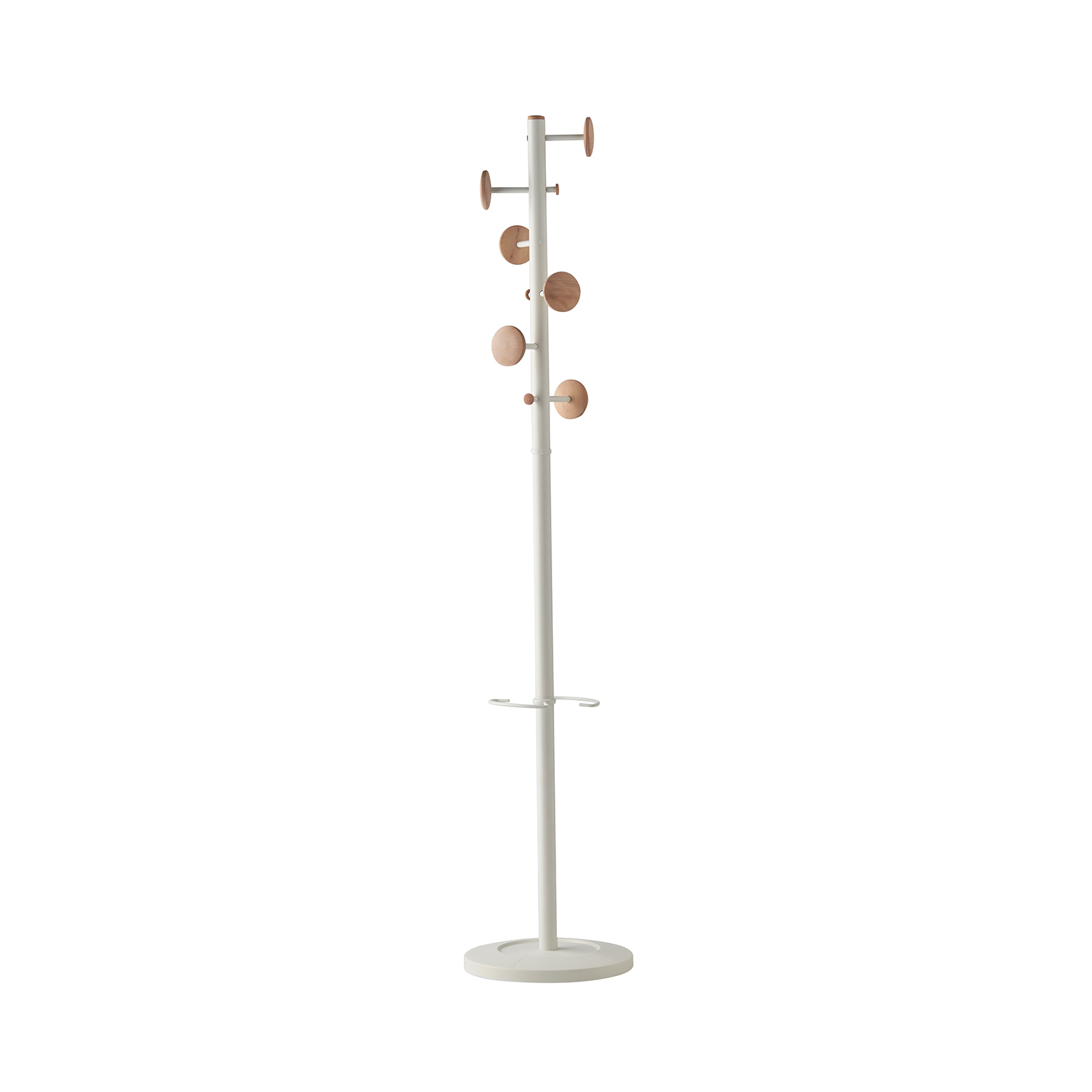 Picture of Ersa coat stand with 6 coat hooks and 3 umbrella hooks - White & Oak