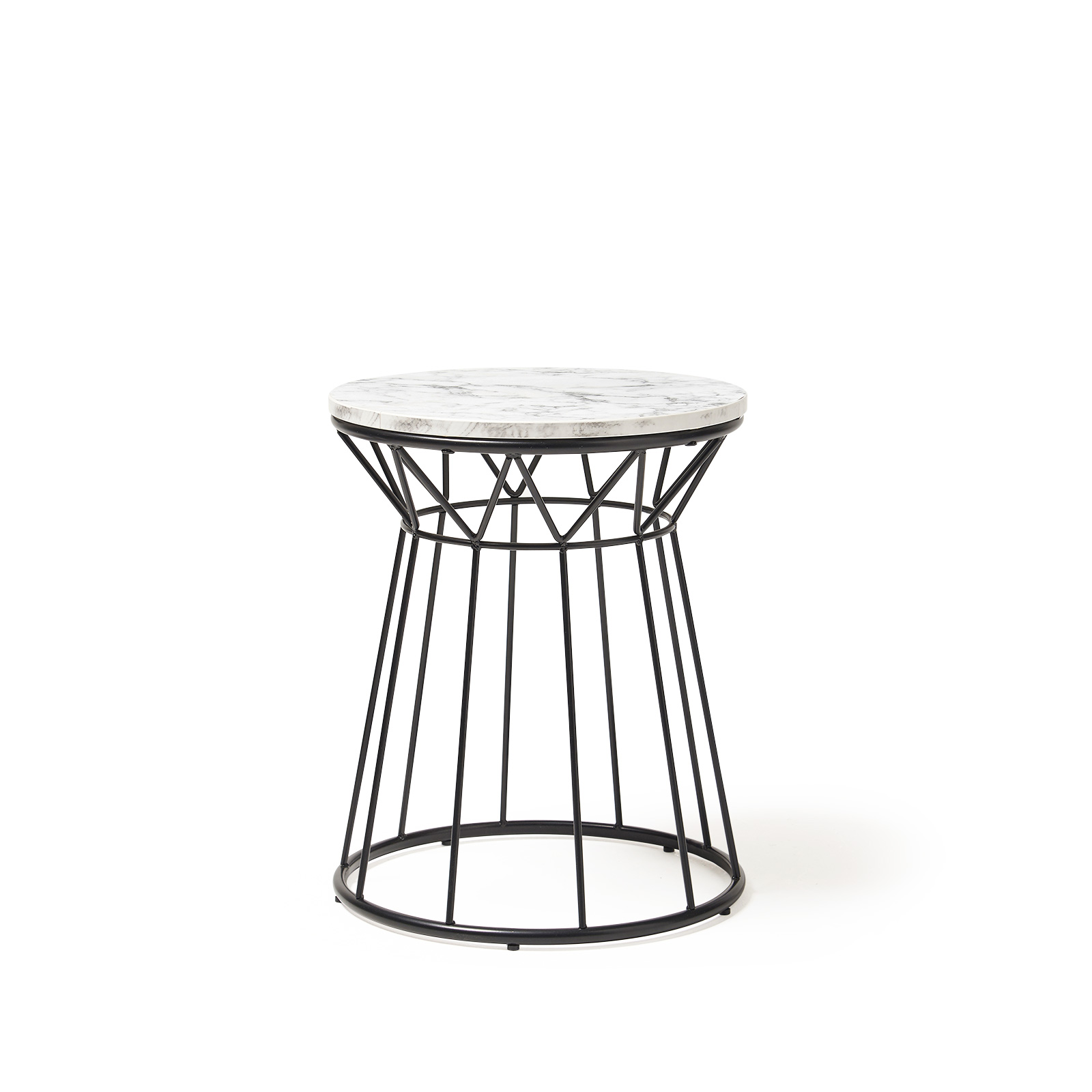 Picture of Este circular side table with black wire frame and Carrara marble effect top