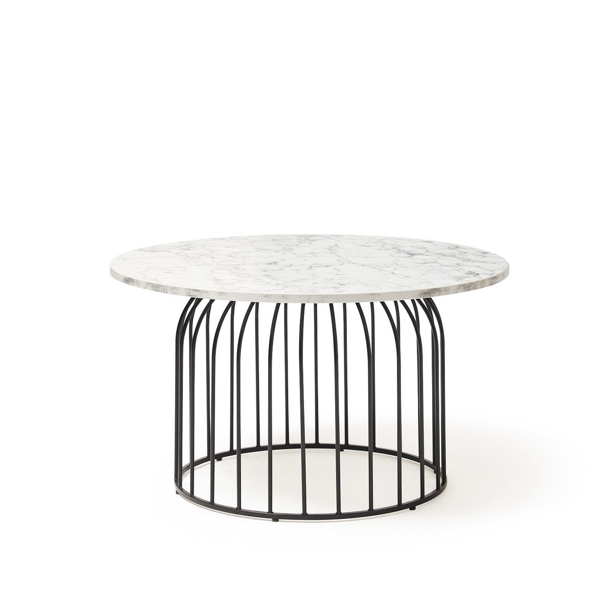 Picture of Este circular coffee table with black wire frame and Carrara marble effect top