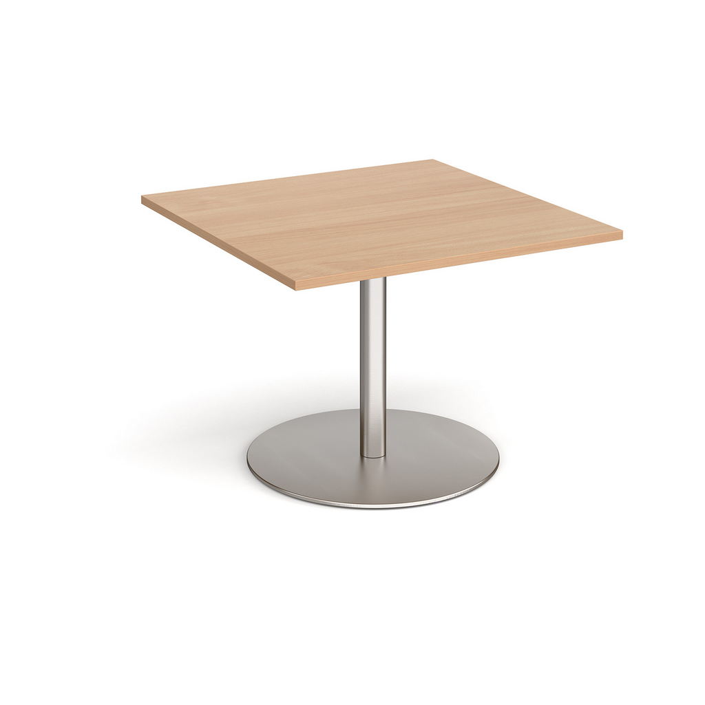Picture of Eternal square extension table 1000mm x 1000mm - brushed steel base, beech top