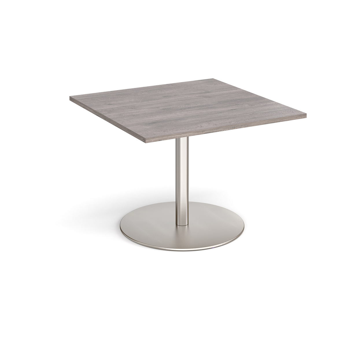 Picture of Eternal square extension table 1000mm x 1000mm - brushed steel base, grey oak top