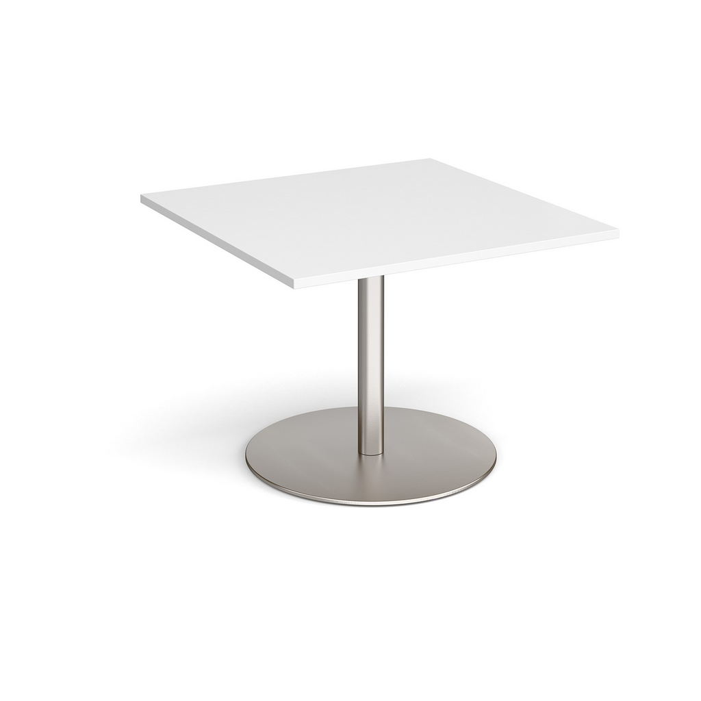 Picture of Eternal square extension table 1000mm x 1000mm - brushed steel base, white top