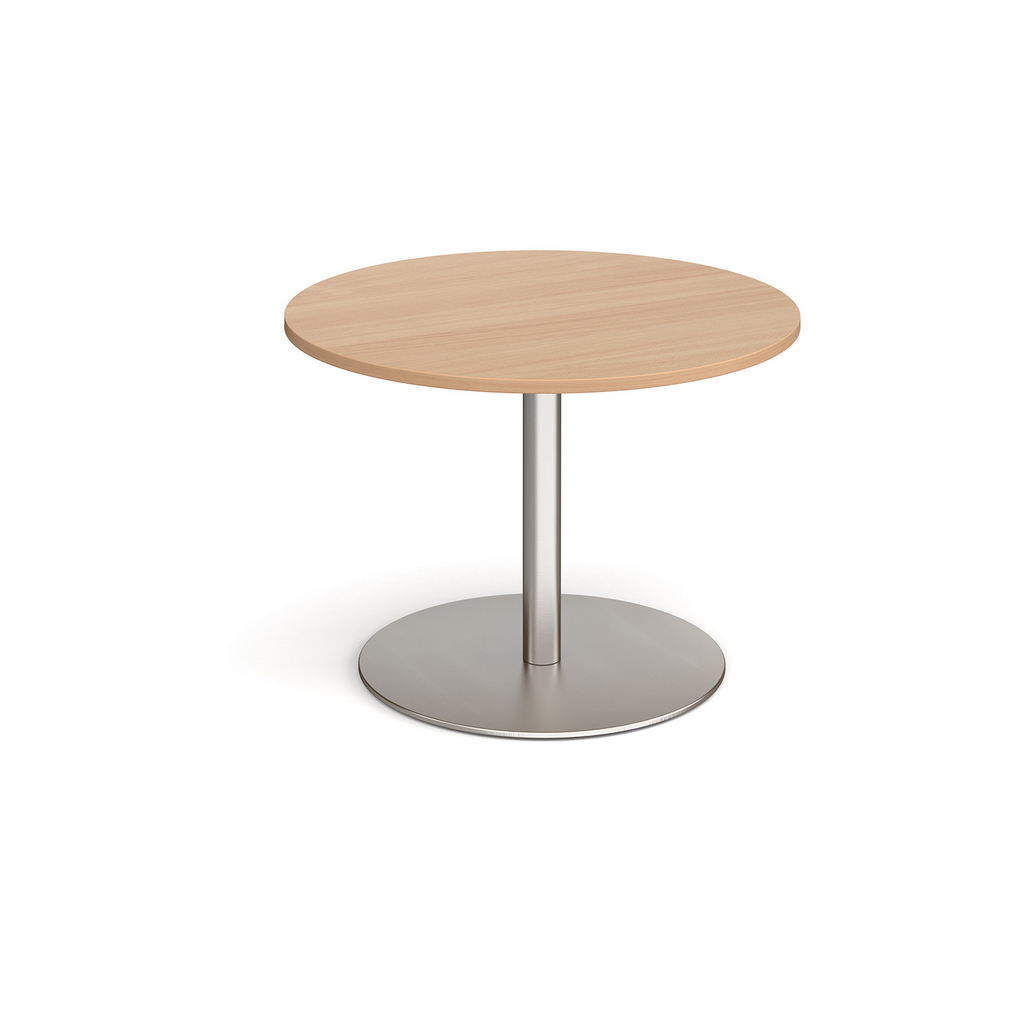 Picture of Eternal circular boardroom table 1000mm - brushed steel base, beech top